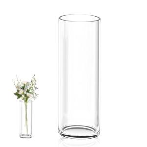30 cmJarron Cristal Transparente Alto, Jarrón Cilíndrico De…
