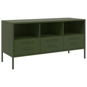 vidaXL Mueble para TV Acero Verde Oliva 100,5x39x50,5 cm, S…