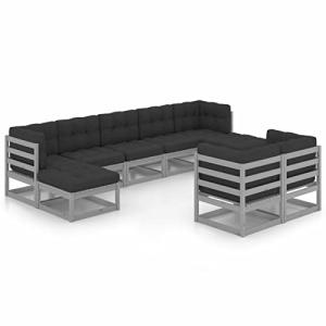 MOONAIRY Juego de Muebles de jardín 9 pzas y Cojines, Conju…