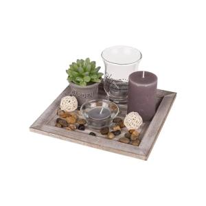 Centro de Mesa Decorativo con Plato y 2 portavelas y Velas…