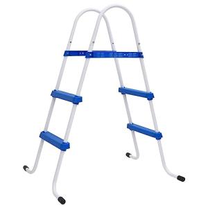 vidaXL Escalera para Piscina Acero Azul y Blanco 84 cm