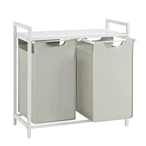 VASAGLE Cesto para Ropa Sucia, Cesta Colada, 2 Bolsas de Te…