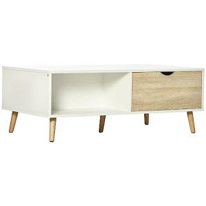 HOMCOM Mesa de Centro Mesa de Salón Moderna con 2 Cajones y…