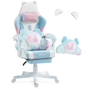 Silla de gaming linda con orejas y cojines Kawaii, silla er…