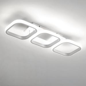 Comely Plafón LED 32W, Diseño Simple 3 Cuadrados Blanco Lám…