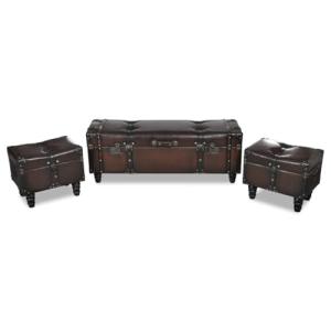 vidaXL Set Banco de Almacenamiento Plegable Marrón 3 Piezas…