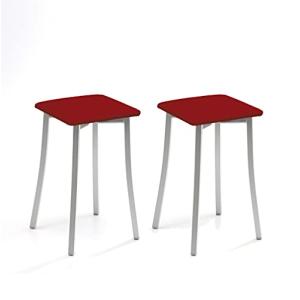 ASTIMESA Dos Taburetes de Cocina Patas diseño Polipiel Rojo