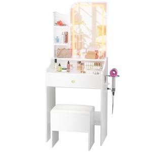 Chleby - Tocador con espejo LED, tocador y mesa de maquilla…
