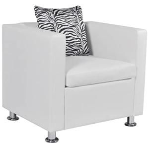 vidaXL Sillón Cuadrado Blanco de Cuero Artificial Muebles c…