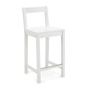 Amazon Basics Taburete de cocina de madera maciza blanca, t…