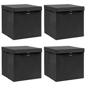 vidaXL Cajas de Almacenaje 4 uds, Cajas Plegables con Tapas…