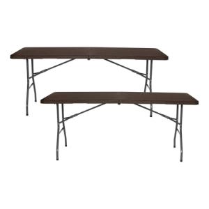 THINIA HOME Pack 2 Mesas Plegables Rectangulares Efecto Mad…