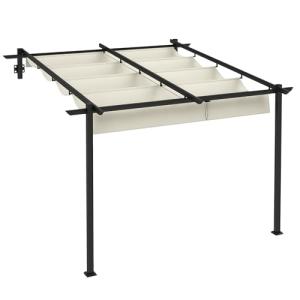 Outsunny Pérgola de Pared 3x3 m Cenador de Jardín con Techo…