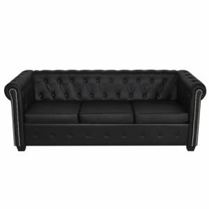 Homgoday Sofa Tres plazas Sofá Tipo Chesterfield Negro 3 Pl…