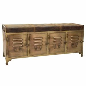 Alexandra House Living Banco Cuero Hierro 40 x 51 x 120 cm