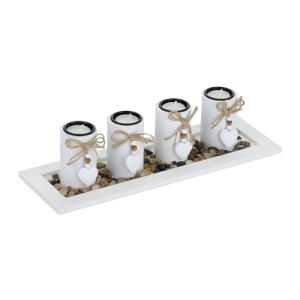 Relaxdays Set Portavelas con Bandeja y Piedras Decorativas,…