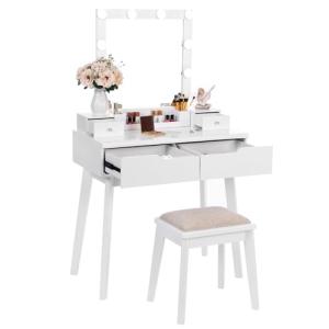 ANWBROAD Tocador Mesa de Maquillaje con Espejo Iluminado 10…