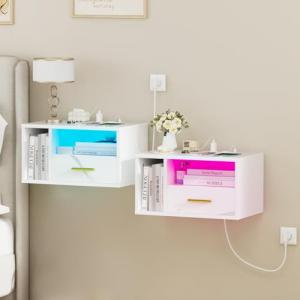 HaodaCulture Mesita de Noche Flotante, Juego de 2, Mesa de…