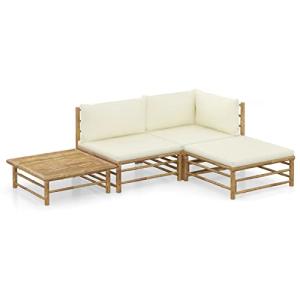 MOONAIRY Set de Muebles de jardín 4 Piezas bambú y Cojines,…