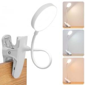 Lampara Pinza Lampara Escritorio con Pinza, 3 Colores y Bri…