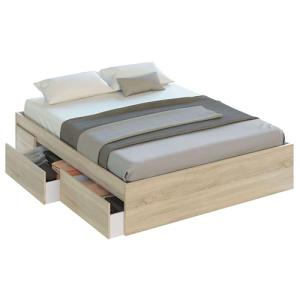 Cama de Matrimonio con 4 cajones Estilo Nórdico Color Roble…