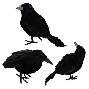 3 Piezas Cuervos de Halloween Cuervos Artificiales con Plum…