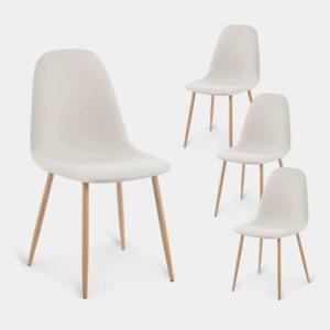 KLAST Pack 4 sillas de Comedor tapizadas en Polipiel Beige…