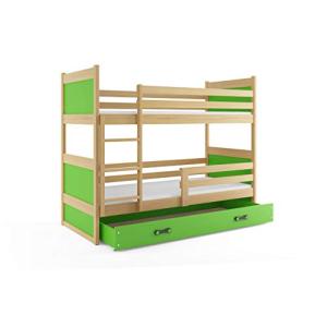Cama a Castillo Rico Para Niños 190 x 80 PINO/verde   colch…
