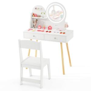 RELAX4LIFE Tocador de Maquillaje para Niña con Luces LED de…