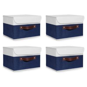 ANMINY 4 cajas de almacenamiento con tapa, lavables, decora…