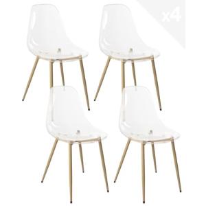 Kayels - Silla transparente con diseño de patas metálicas,…