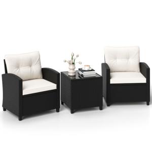 Giantex Conjunto de Muebles de Jardín de Ratán 3 Piezas, pa…