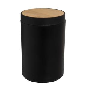 LOLAhome Papelera de 5 litros negra de plástico y bambú de…