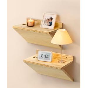 Mazjoaru Mesita de Noche Colgante en Forma de Z, Madera de…