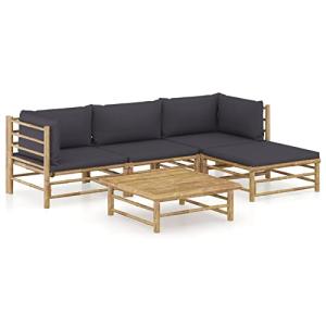 MOONAIRY Set de Muebles de jardín 5 Piezas bambú y Cojines,…