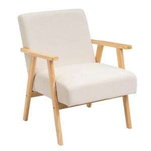 LOLAhome Sillón butaca tapizada en Tela Brazos de Madera pa…