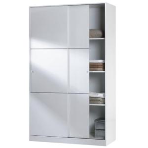 Armario de 2 Puertas Correderas, Barra de Colgar y Estantes…