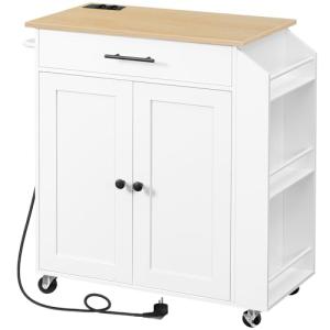 HOOBRO Isla de Cocina con Toma de Corriente, Carrito de Com…