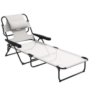 Outsunny Tumbona Plegable Tumbona de Jardín con Respaldo Aj…
