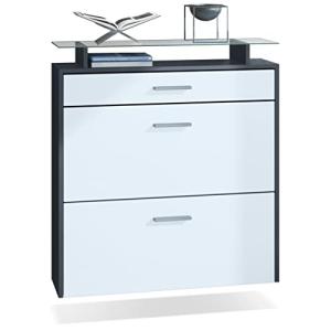 Vladon Mueble Zapatero Malea, Antracita Mate/Blanco Mate -…