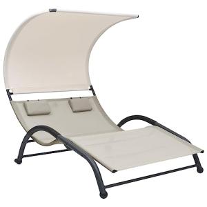 vidaXL Tumbona Doble con Toldo Hamaca Playa Piscina Cama Pa…