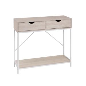 LOLAhome Consola con 2 cajones de Metal Blanco y MDF de 80x…