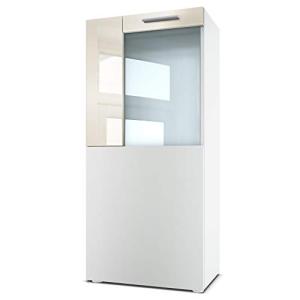 Vladon Vitrina de Cine, Blanco Mate/Crema de Alto Brillo -…