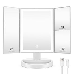 Auxmir Espejo Maquillaje con Luz 2000mAh Recargable 10X/5X/…