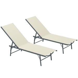Outsunny Pack de 2 Tumbonas Jardín Exterior Tumbonas Plegab…