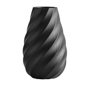 Jarrón de cerámica Negro con diseño Espiral Texturizado, Es…