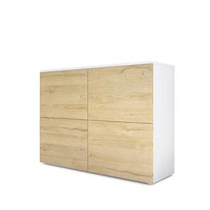 Vladon Cajonera Rova, Cómoda con 4 Puertas, Blanco Mate/Rob…