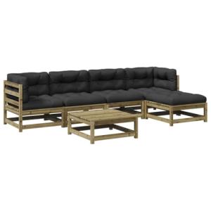 vidaXL Juego de sofás jardín 6 pzas con Cojines Madera Pino…