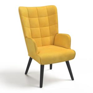 IDMarket - Sillón escandinavo ANIA Terciopelo Amarillo