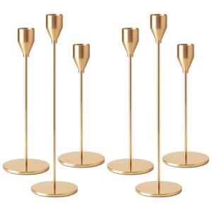 Druuzyl 6 Candelabros Dorados para Velas 33/29/23cm - Juego…